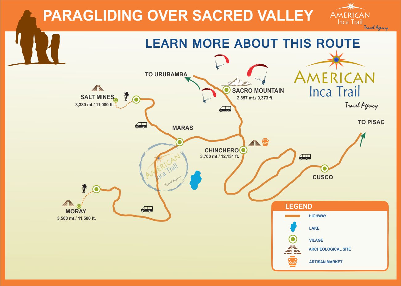 PARAGLIDING IN THE SACRED VALLEY map
