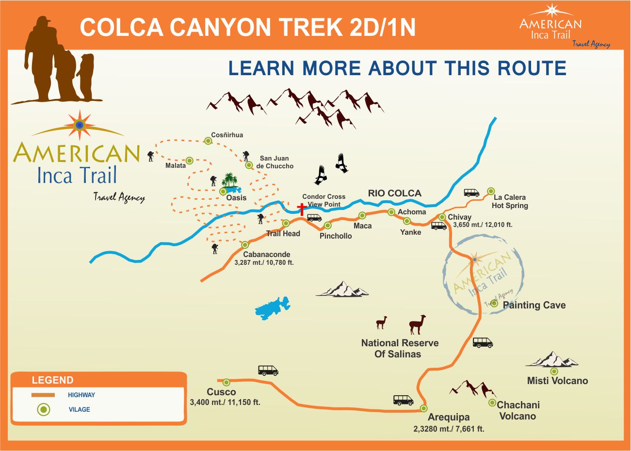 From Cusco: Arequipa & Colca Canyon Trek 3D/4N map