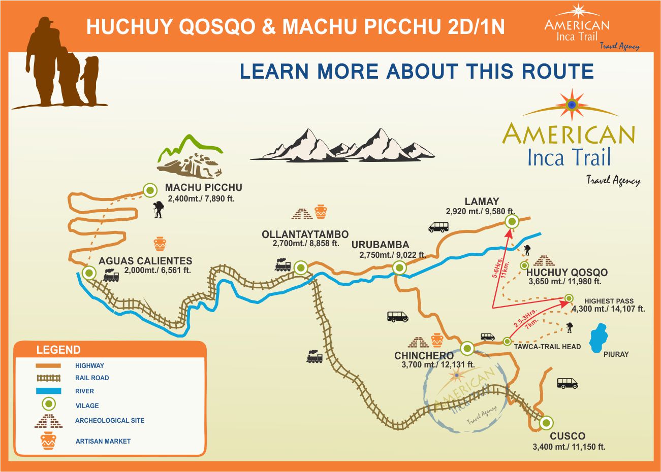 HUCHUY QOSQO & MACHU PICCHU 2D/1N map