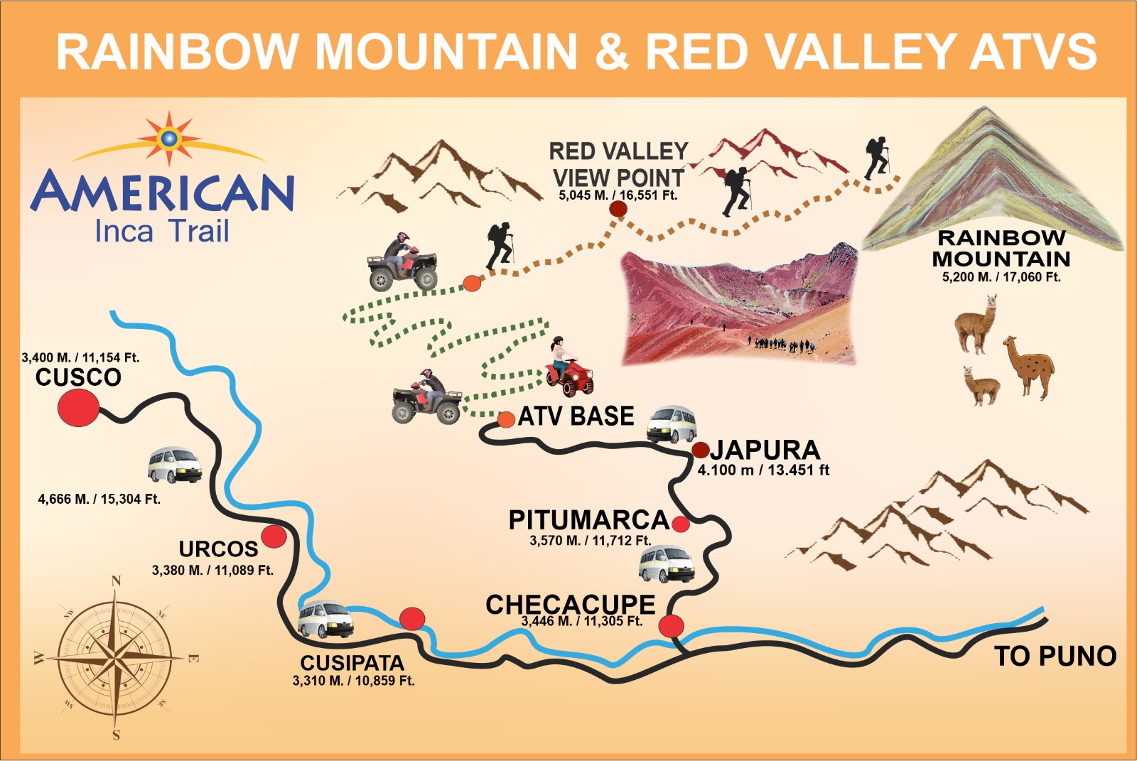 ATV Tour to Rainbow Mountain & Red Valley map
