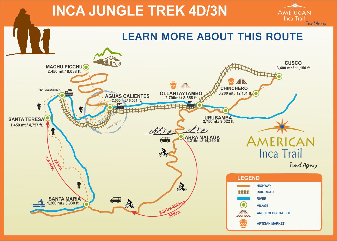 Inca Jungle trek to Machu Picchu 4D/3N map