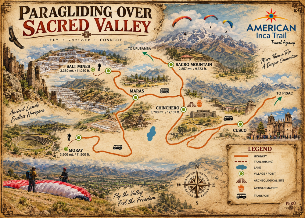 PARAGLIDING IN THE SACRED VALLEY map