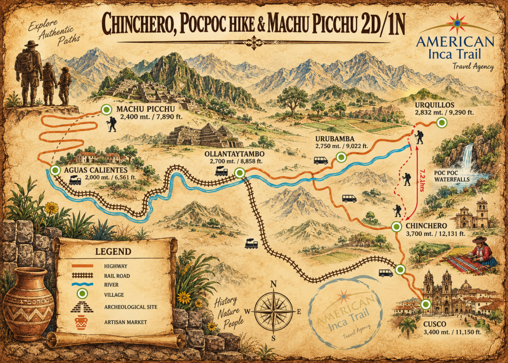 Poc Poc Waterfall & Machu Picchu 2D/1N map