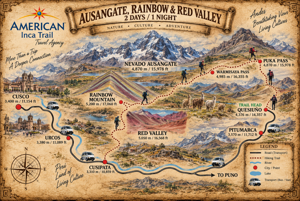 AUSANGATE, RAINBOW MOUNTAIN & RED VALLEY 2D/1N map