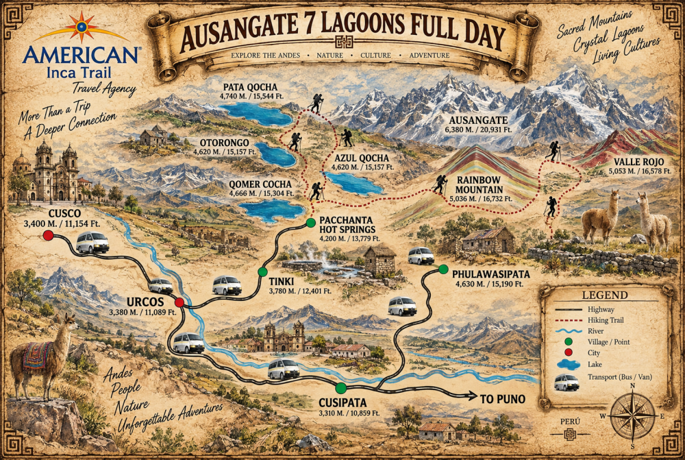 Seven Lagoons Hike Full-Day map
